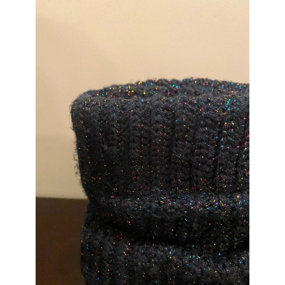 Navy blue boots rainbow threading